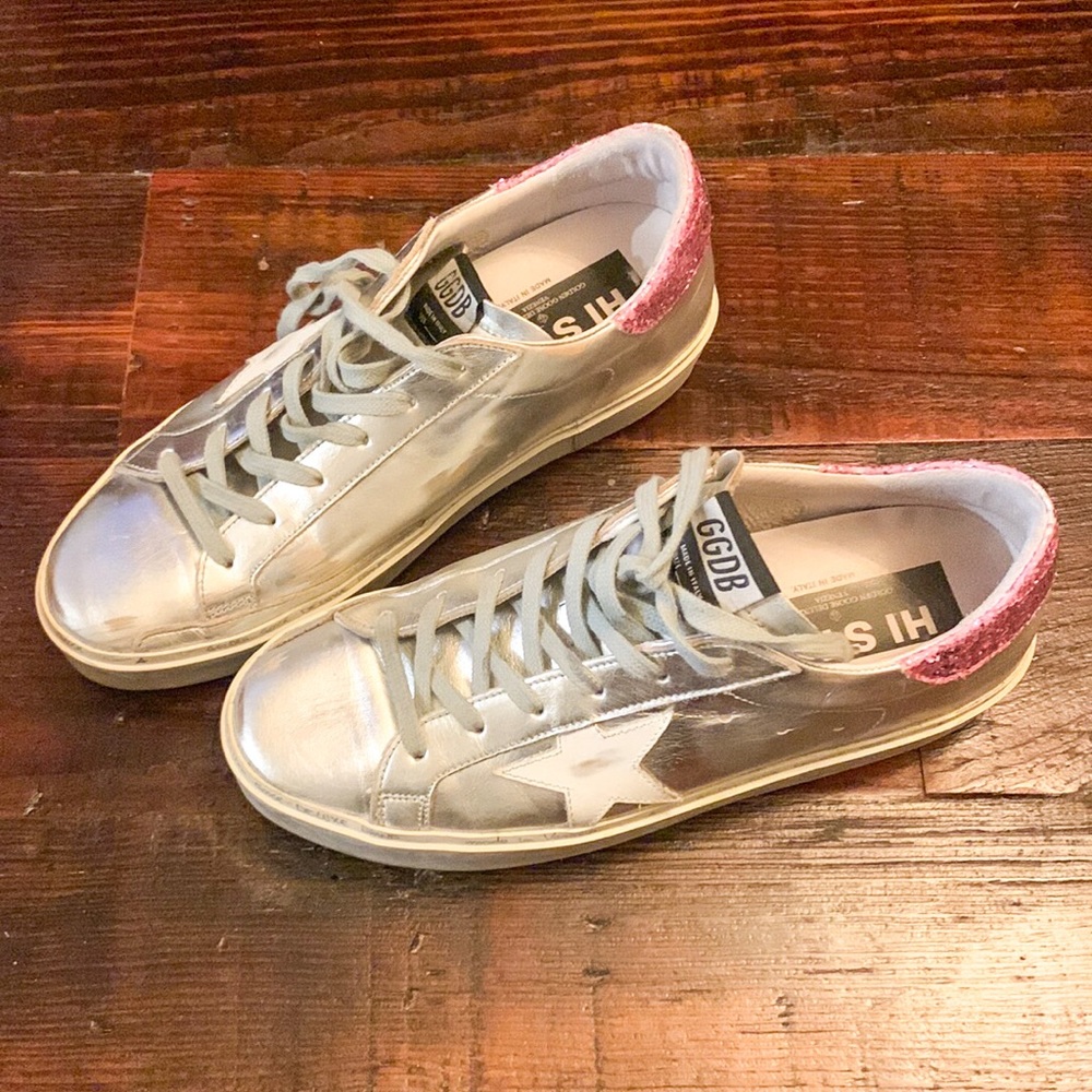 Golden Goose HiStar Silver Laminated Ice Sneaker Size 41